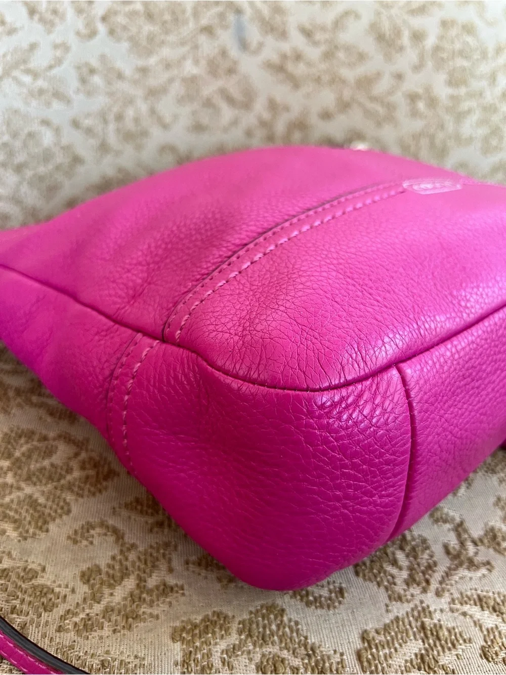 COACH hot pink park pebbled leather mini hobo / crossbody bag
